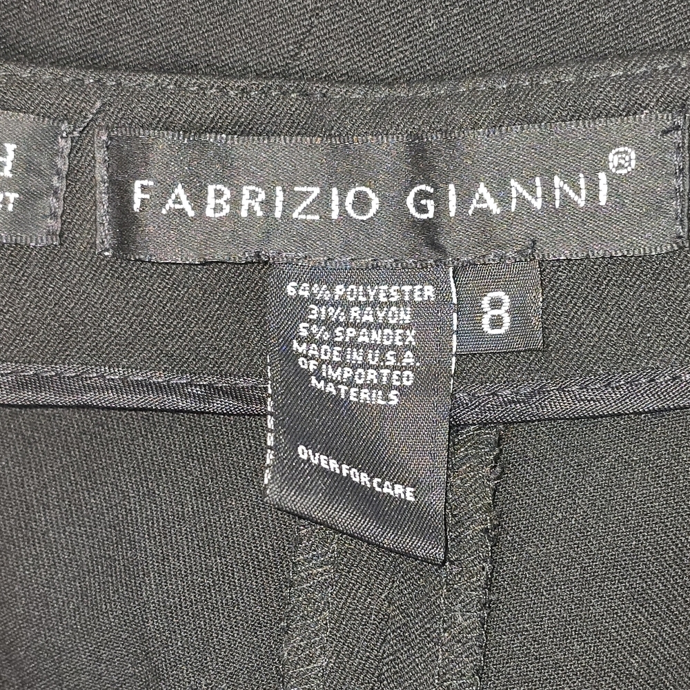 FABRIZIO GIANNI WOMENS BLACK FLAT FRONT ZIP TROUSERS SIZE 8 EUC - Picture 3 of 5